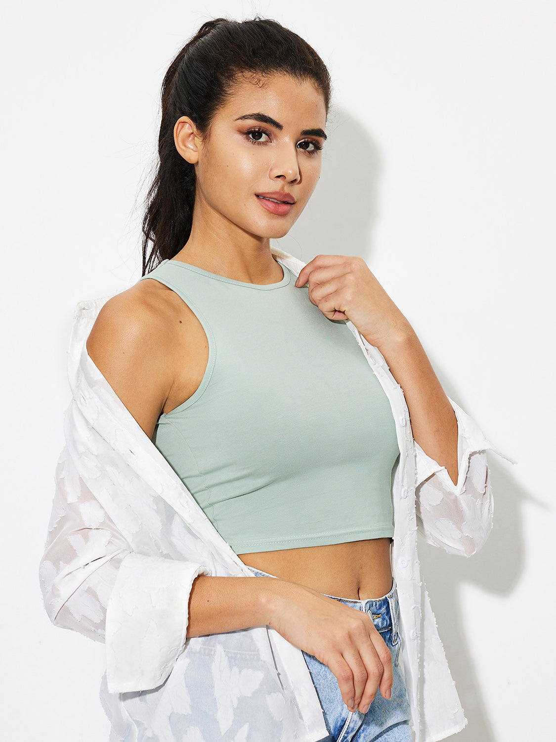 Round Neck Cropped Tank