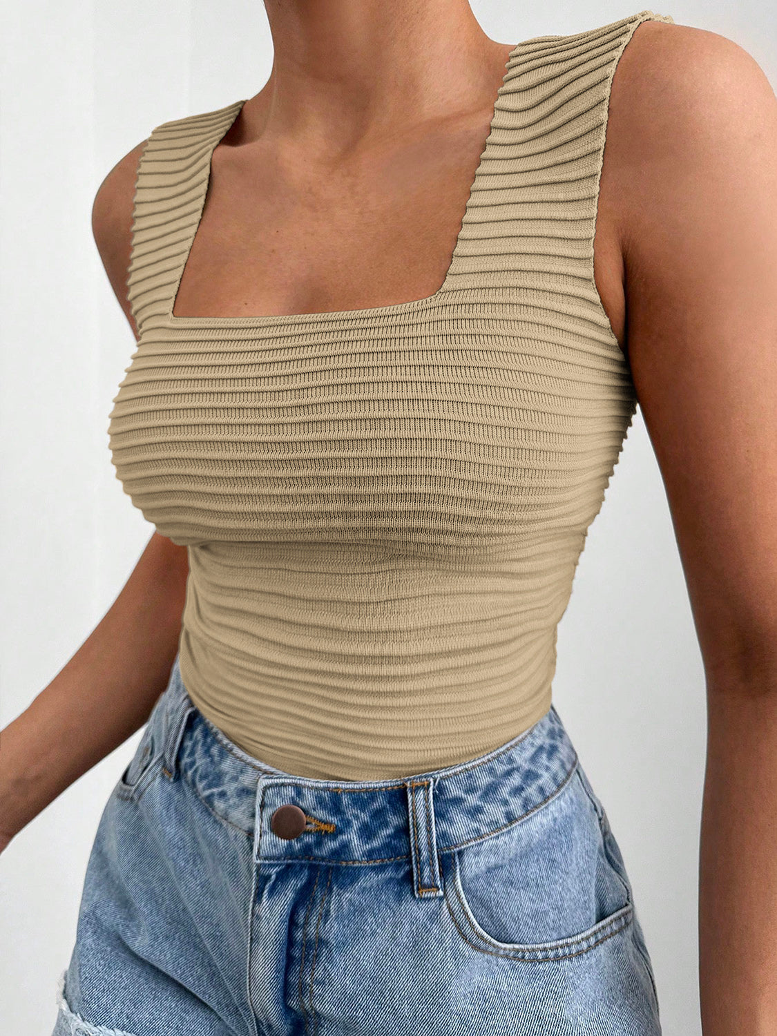 Square Neck Wide Strap Tank